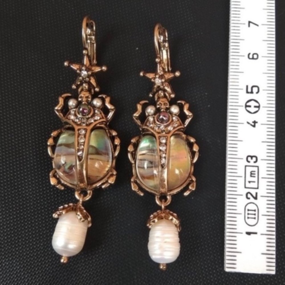 Antique gold insects earrings - Picture 3 of 9